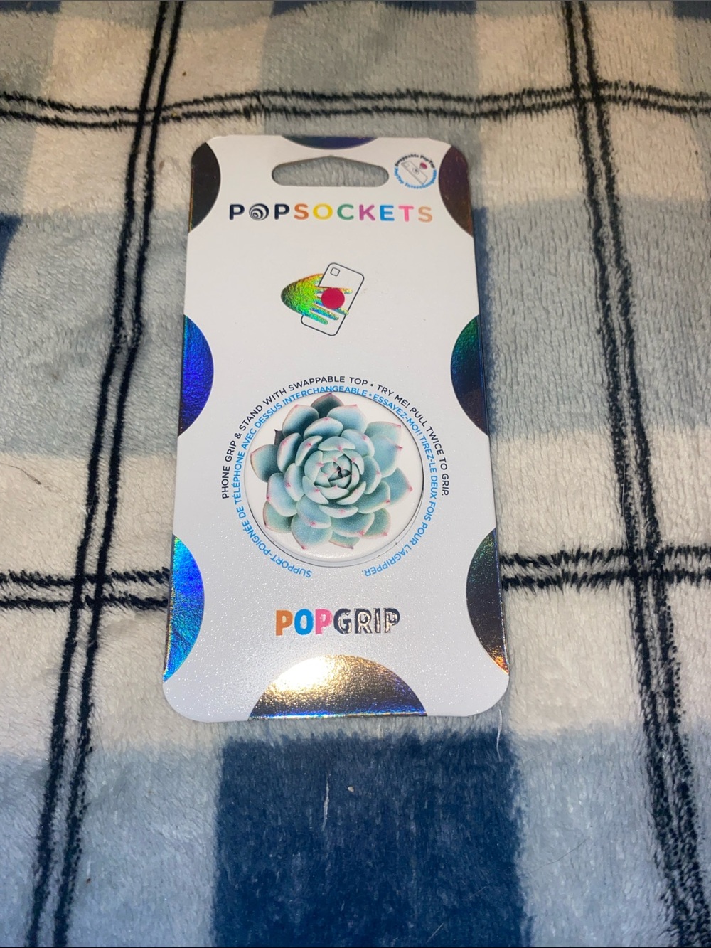 PopSocket PopGrip Phone Grip - Mint Green Succulent Design